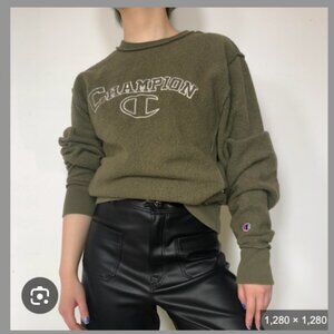 Champion Olive Green Reverse Weave Crewneck Sweatshirt